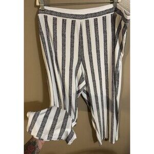 Susan Graver Liquid Knit Elastic Waist Black White Patterened Pants 3x